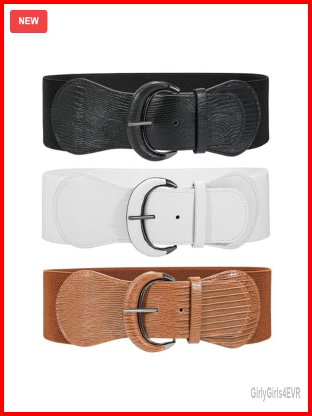Wide Elastic Waist Belt Stretchy Faux Leather Waistband for Dresses